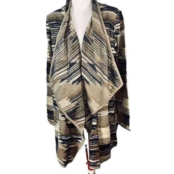 LUCKY BRAND Multicoloured Aztec Drape Open Front Cardigan Size L Style 7W51228 - Picture 4 of 15